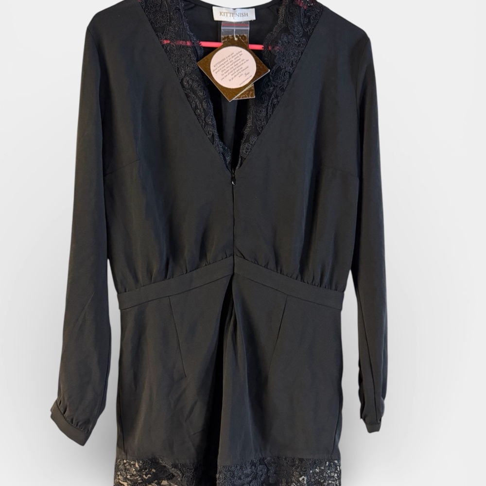 Kittenish Lace Trim Romper